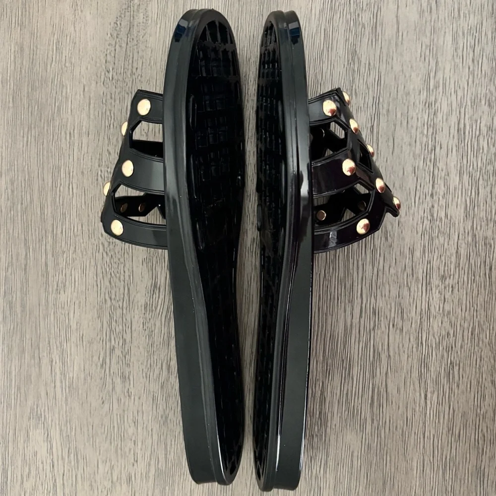 Vince Camuto • Carron Jelly Slide Sandals - Black w/ Gold Studs, Women’s Size 7 - Picture 10 of 14